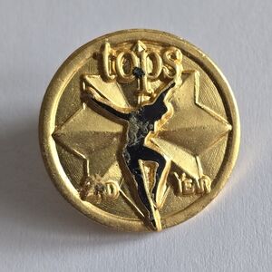 Vintage TOPS pin gold tone brooch